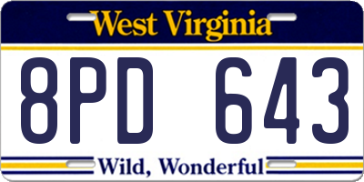 WV license plate 8PD643