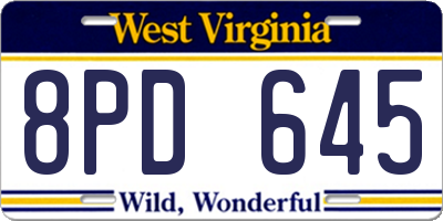 WV license plate 8PD645