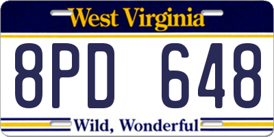 WV license plate 8PD648