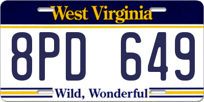 WV license plate 8PD649