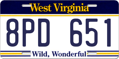WV license plate 8PD651