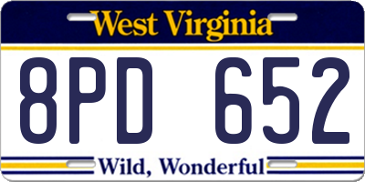 WV license plate 8PD652