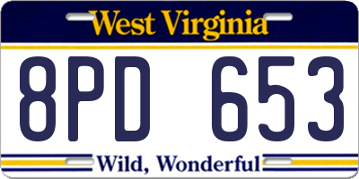 WV license plate 8PD653