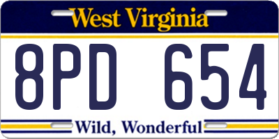 WV license plate 8PD654