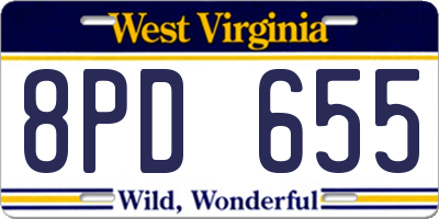 WV license plate 8PD655