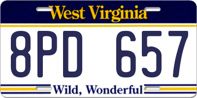 WV license plate 8PD657