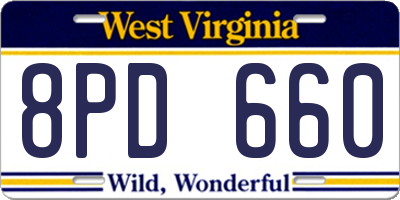 WV license plate 8PD660