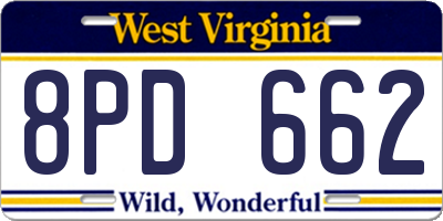 WV license plate 8PD662