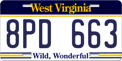 WV license plate 8PD663