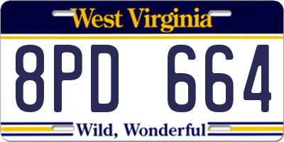 WV license plate 8PD664