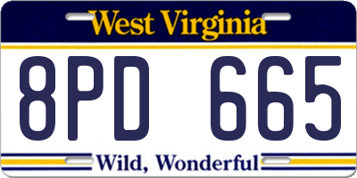 WV license plate 8PD665