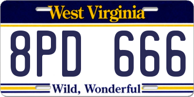 WV license plate 8PD666
