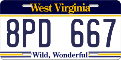 WV license plate 8PD667