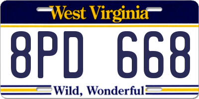 WV license plate 8PD668
