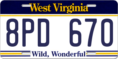 WV license plate 8PD670