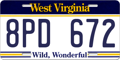 WV license plate 8PD672