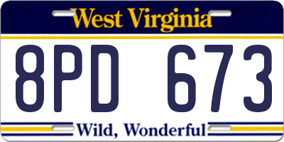 WV license plate 8PD673