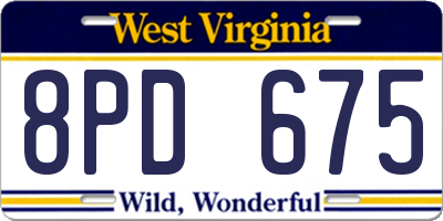WV license plate 8PD675