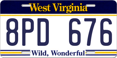 WV license plate 8PD676