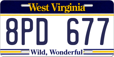 WV license plate 8PD677