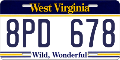 WV license plate 8PD678