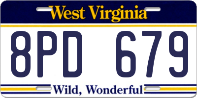 WV license plate 8PD679