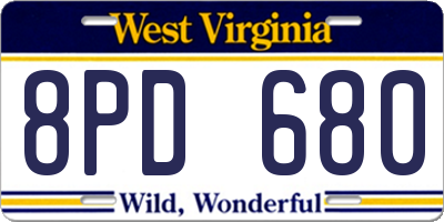 WV license plate 8PD680