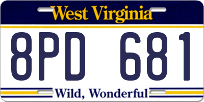 WV license plate 8PD681