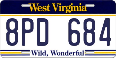 WV license plate 8PD684