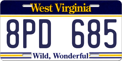 WV license plate 8PD685