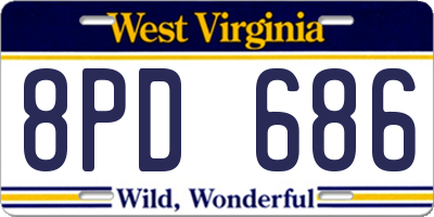 WV license plate 8PD686