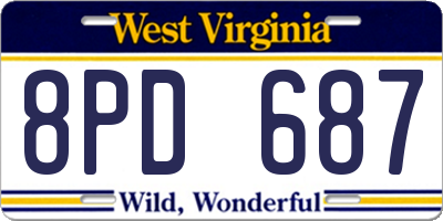 WV license plate 8PD687