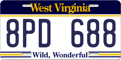 WV license plate 8PD688