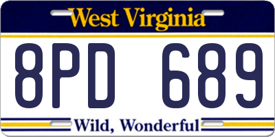 WV license plate 8PD689
