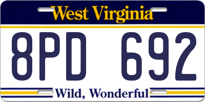 WV license plate 8PD692