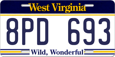 WV license plate 8PD693