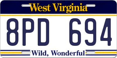 WV license plate 8PD694