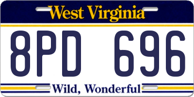 WV license plate 8PD696