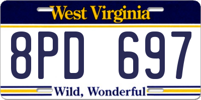 WV license plate 8PD697