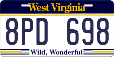 WV license plate 8PD698