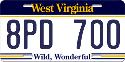 WV license plate 8PD700