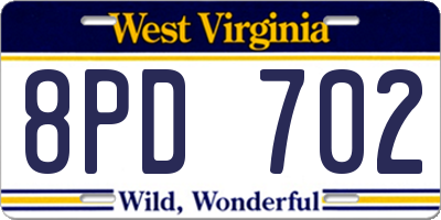 WV license plate 8PD702