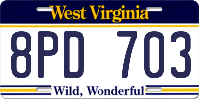 WV license plate 8PD703