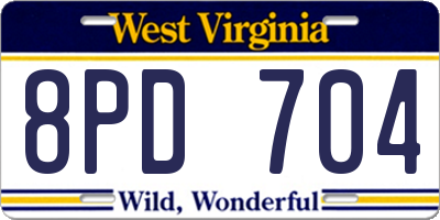 WV license plate 8PD704