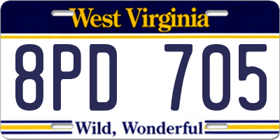 WV license plate 8PD705