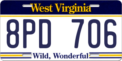WV license plate 8PD706