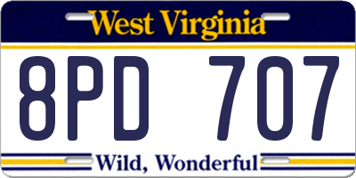 WV license plate 8PD707
