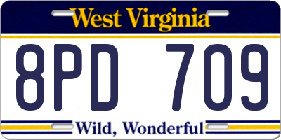 WV license plate 8PD709