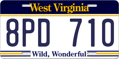 WV license plate 8PD710