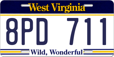 WV license plate 8PD711